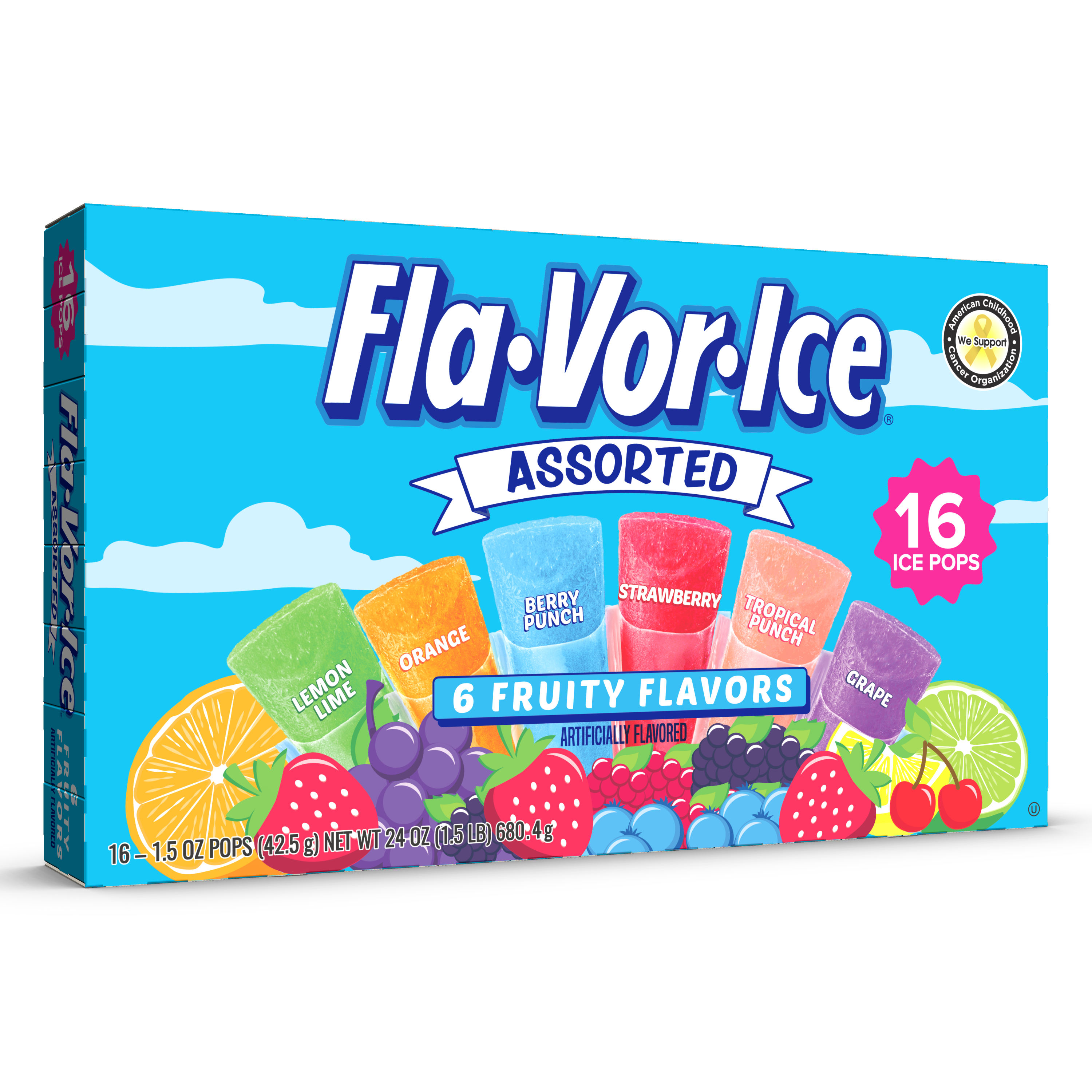 Fla•Vor•Ice Assorted Sugar-Free Freezer Pops- 16ct/1.5oz 